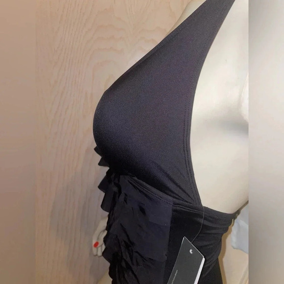 Kenneth Cole Ruffle-Licious Tiered Halter Neck Swimsuit size small black - Picture 14 of 16